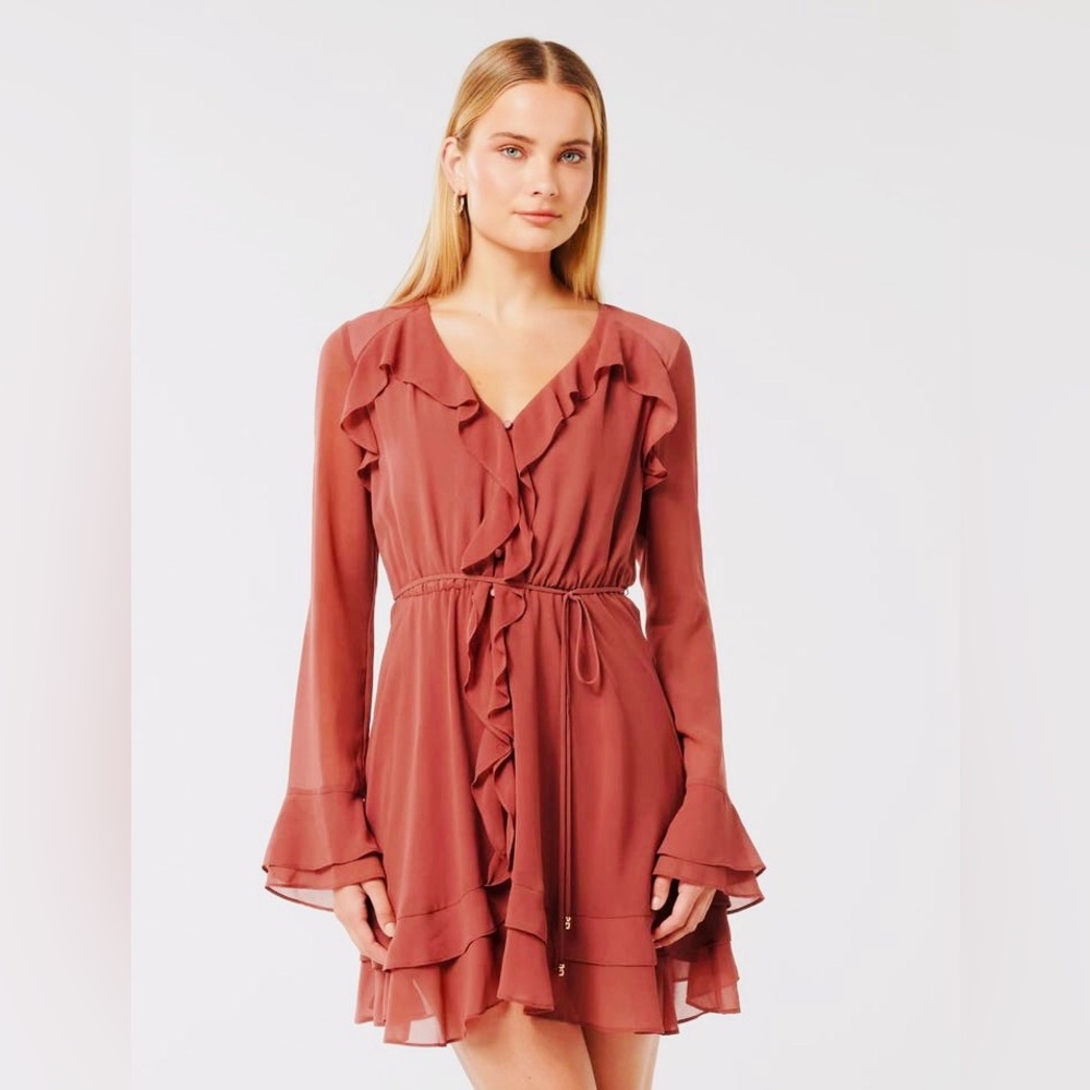 NWT EverNew size 12 Elegant Ruffled Dress in Dusty rose - Picture 4 of 6